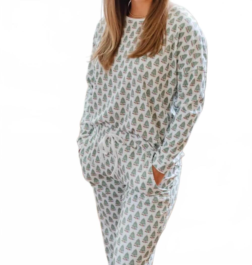 NEW LILA + HAYES audrey longsleeve top pant set in under the christmas tree